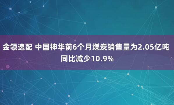 金领速配 中国神华前6个月煤炭销售量为2.05亿吨 同比减少10.9%