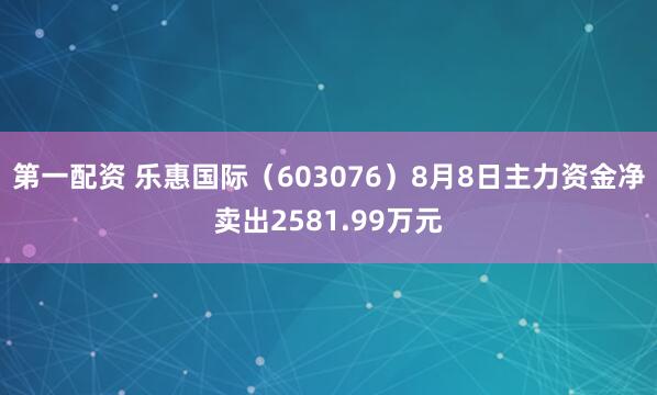 第一配资 乐惠国际（603076）8月8日主力资金净卖出2581.99万元