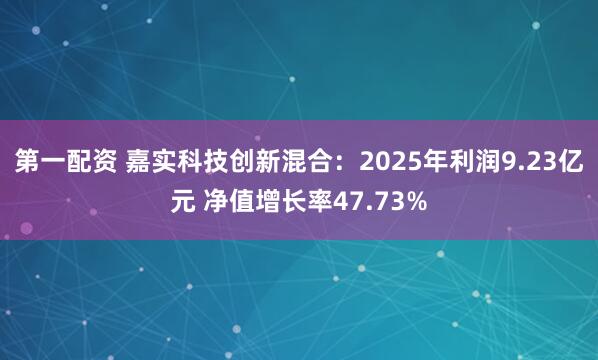 第一配资 嘉实科技创新混合：2025年利润9.23亿元 净值增长率47.73%